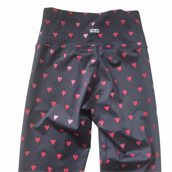 CHRLDR Black with Red Heart all over design high waisted leggings Large NWT - Picture 6 of 7